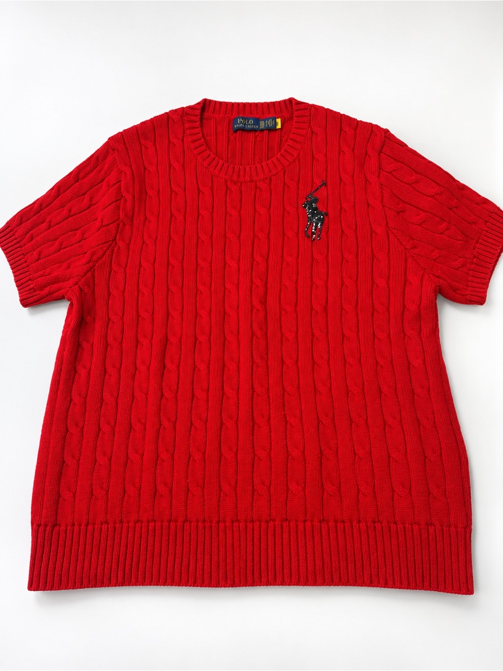 Polo by Ralph Lauren Red Cable-Knit Crewneck Sweater